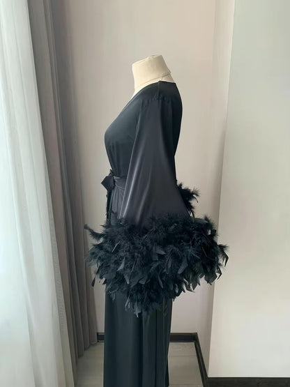 Bata Larga con Plumas